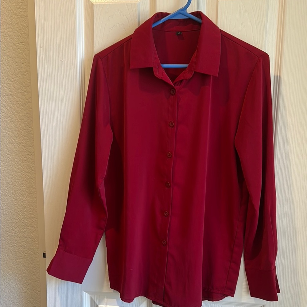 Men's Red Button-Up Shirt